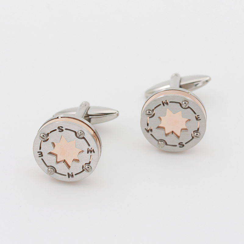 Großhandel Herren Manschettenknöpfe aus Edelstahl mit zweifarbigem Wind