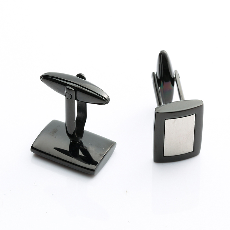 Zweifarbige Manschettenknöpfe aus Edelstahl mit schwarzer Beschichtung China Jewelry Supplier Men Manschettenknöpfe