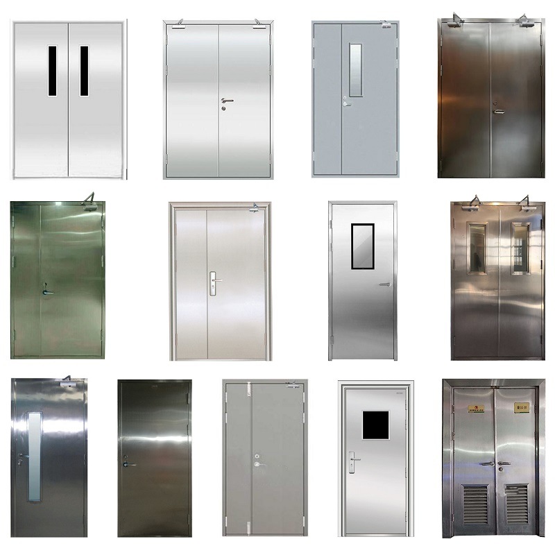 Kundenspezifische Spülung mit gehärtetem Glas Ausgang Galvanisierte Stahl-Brandschutztür Neue Einstellungen Schlechte Metalltüren Stahl-Brandschutztür mit Panik-Schubstange Chinesische Fabrik gelistete Wohnung Feuerfestes Gebäude N...