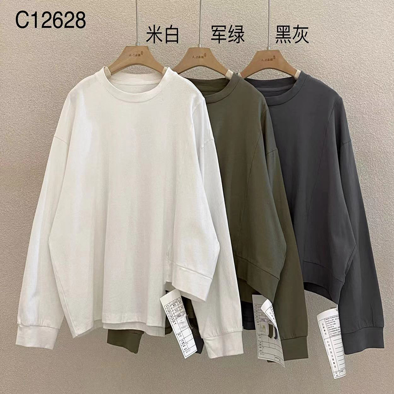Loose-Fitting Design Minimalist Round Collar Stil Stummärmel Stil Casual Solid Farbe Baumwolle und Leinen überdimensioniert 12628 T-Shirts