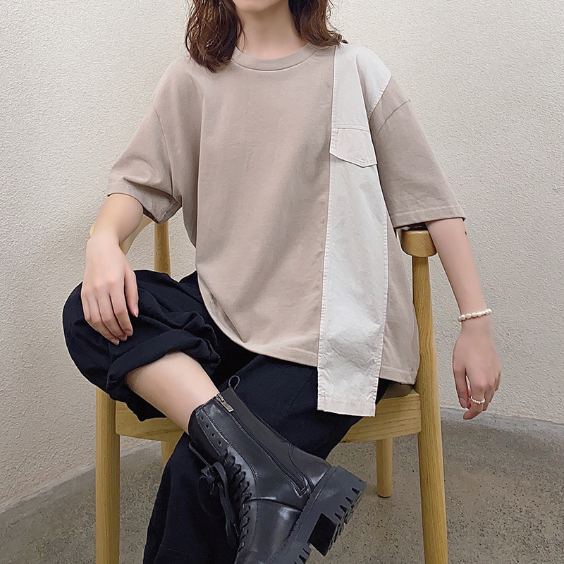 Loose-Fitting Design Minimalist Round Collar Stil Stummärmel Stil Casual Solid Farbe Baumwolle und Leinen überdimensioniert 12660 T-Shirts