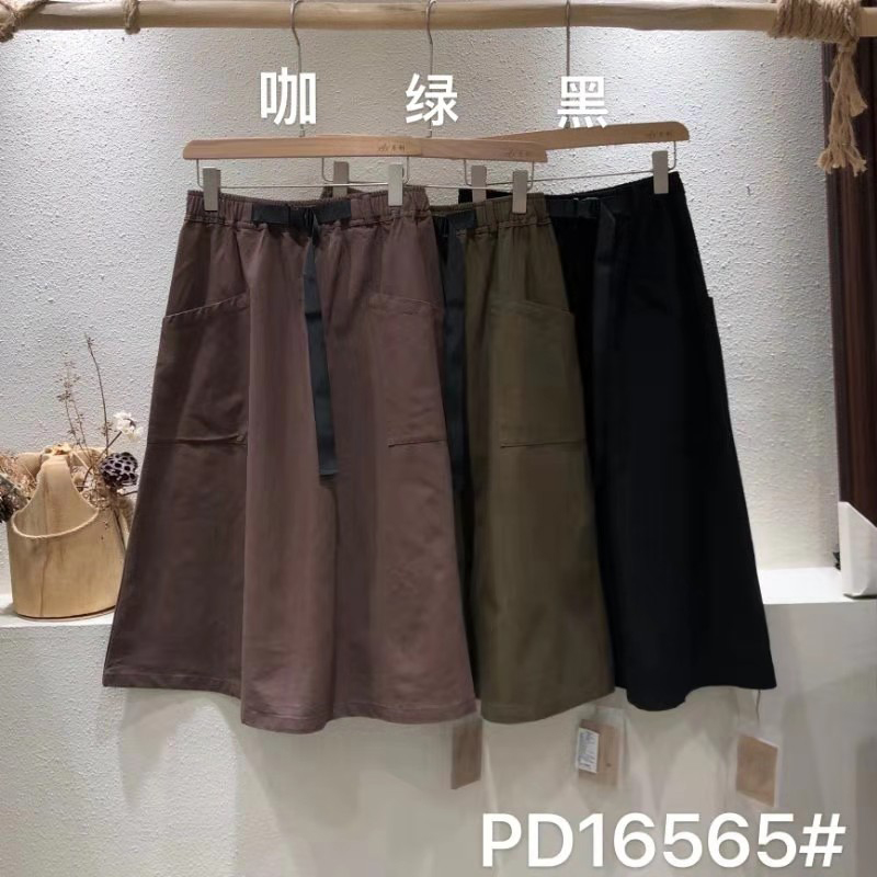 Loose-fitting Design Minimalist Straight Style Casual Solid Farbe Baumwolle und Leinen überdimensioniert Midi Rock 16565
