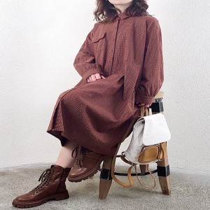 Loose-fitting design Minimalist Stylish Casual Solid color Printed color cotton and linen oversized custom 15609 Shirt Dress