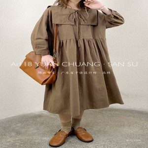Loose-fitting design Minimalist Stylish Casual Solid color Printed color cotton and linen oversized custom 15608 Shirt Dress