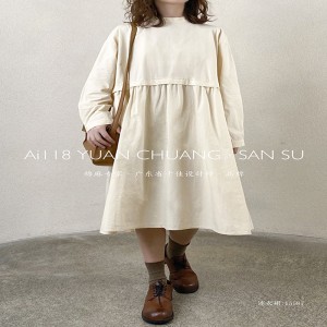 Loose-fitting design Minimalist Stylish Casual Solid color Printed color cotton and linen oversized custom 15587 Shirt Dress