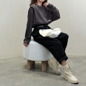 Loose-fitting Design Minimalist Round Collar Stil Stummärmel Stil Casual Solid Farbe Baumwolle und Leinen überdimensioniert 12621 Sweatshirts