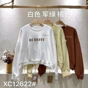 Loose-fitting Design Minimalist Round Collar Stil Stummärmel Stil Casual Solid Farbe Baumwolle und Leinen überdimensioniert 12622 Sweatshirts