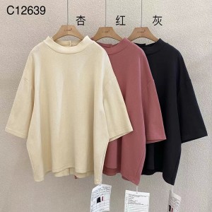 Loose-fitting Design Minimalist Round Collar Stil Stummärmel Stil Casual Solid Farbe Baumwolle und Leinen überdimensioniert 12639 Sweatshirts