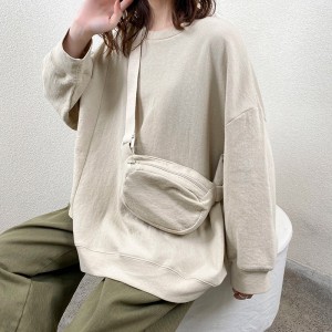 Loose-fitting Design Minimalist Round Collar Stil Stummel Sleeve Stil Casual Solid Farbe Baumwolle und Leinen übergroße kundenspezifische 12686 Sweatshirts