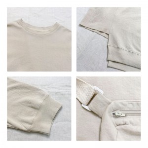 Loose-fitting Design Minimalist Round Collar Stil Stummel Sleeve Stil Casual Solid Farbe Baumwolle und Leinen übergroße kundenspezifische 12686 Sweatshirts