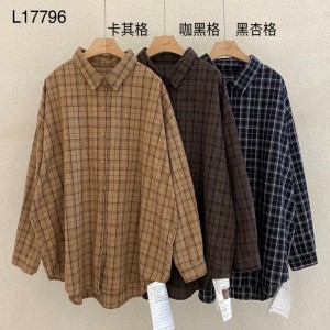 Loose-Fitting Design Minimalist Stylish Casual Solid color Stripped Überprüfte Oversized custom 17796 Loose Checked Shirt