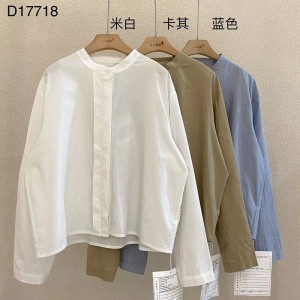 Loose-fitting design Minimalist Stylish Casual Solid color Stripped Checked oversized custom 17718 Round collar shirt