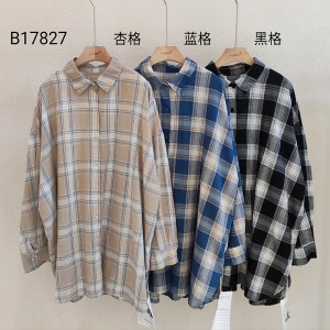 Loose-Fitting Design Minimalist Stylish Casual Solid color Stripped Überprüfte Oversized custom 17827 Loose Checked Shirt
