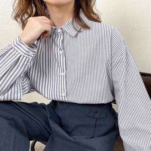 Loose-Fitting Design Minimalist Stylish Casual Solid color Stripped Überprüfte überdimensionierte kundenspezifische 17835 Vertical Stripped Shirt