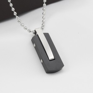Großhandel Edelstahl zweifarbige schwarze Beschichtung Anhänger Halskette