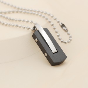 Großhandel Edelstahl zweifarbige schwarze Beschichtung Anhänger Halskette