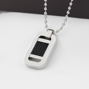 Großhandel Edelstahl zweifarbige schwarze Stahldraht Anhänger Halskette