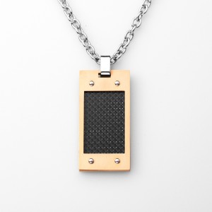 Mens Carbon Fiber Halskette Rose Gold Plated Army Style Stainless Steel Dog Tag Anhänger