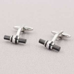 Zweifarbige schwarz überzogene Manschettenknöpfe für Männer aus Edelstahl als Geschenk