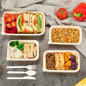 Rechteckige umweltfreundliche biologisch abbaubare Lebensmittelverpackungsbehälter zum Mitnehmen Maisstärke Einweg-Lebensmittelbehälter