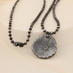 Antike schwarze Halskette Shining Star Anhänger Edelstahl Runde Halskette