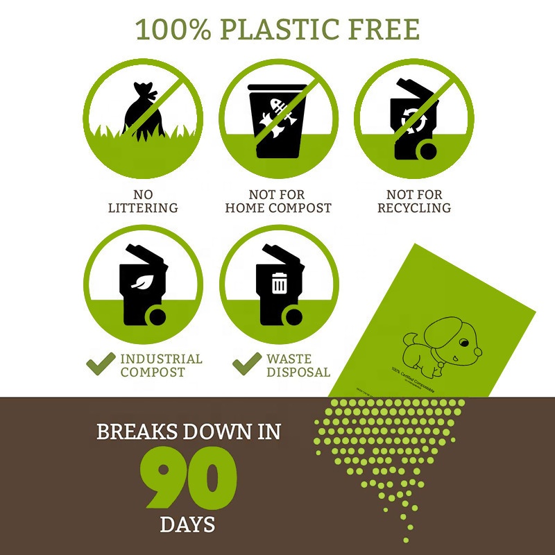 Ganze Verkauf Kompostierbare Pet Poop Bags Eco Friendly Dog Poop Bags Maisstärke Biologisch abbaubare Bags