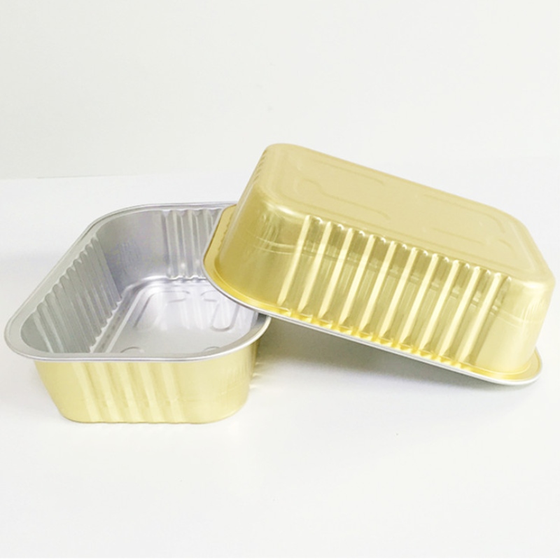 Heizbare Lebensmittelverpackungsbox Goldhitzekonservierungs-Brotdose recycelbarer Lebensmittelbehälter aus Aluminiumfolie zum Mitnehmen