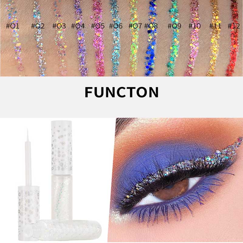 Bunte helle Flash-Flüssigkosmetik lange dauerhafter Glitter Eyeliner