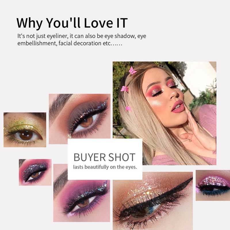 Bunte helle Flash-Flüssigkosmetik lange dauerhafter Glitter Eyeliner