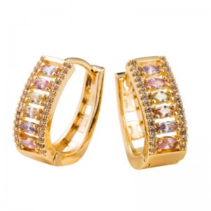 Dongdaemun-Ohrringe, weibliche Beliebte Temperament-Ohrringe, Kupfer eingelegter Zirkon und galvanische Gold-französische Ohrringe