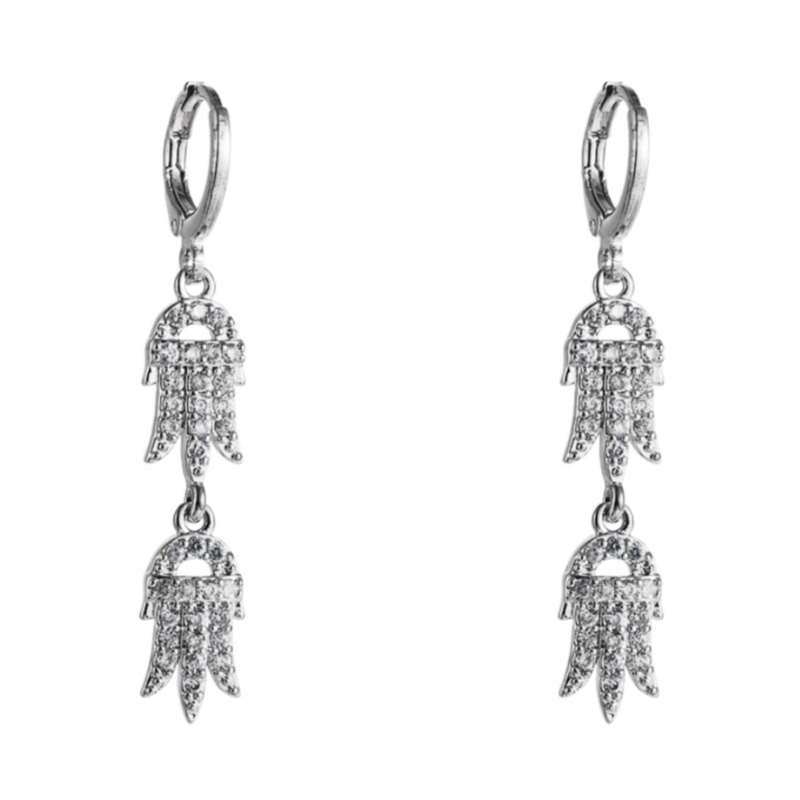 Ohrringe aus Europa und Amerika, weiße Zircon-Ohrringe mit Kupfereinlage, japanische und koreanische schlichte Langohrringe mit einfacher Temperament