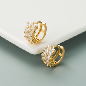 Ins Rainbow Series Europäische und amerikanische Persönlichkeit Ohrringe Kupfer vergoldet Micro-Inlaid Color Double Row Zirkon Ohrringe Hip-Hop-Ohrringe