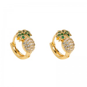 Frühling und Sommer Neue europäische und amerikanische grenzüberschreitende Quelle Ananasform Ohrringe Weibliche Kupfer Micro-Inlaid Zirkon Südkorea Nette einfache Ohrringe