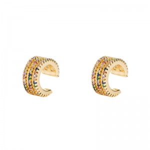 Ins Neue europäische und amerikanische Männer und Frauen Ohrknochenclip Kupfer Micro-Inlaid Color Zirkonium Einfache Ohrclip ohne Piercing Hip-Hop-Ohrringe