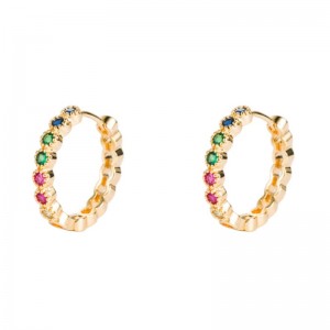 Ins europäische und amerikanische Nischen-Ohrringe, Kupfer Micro-Inline Zirkon-Ohrringe, grüne Farbe Galvanisierungsfarbe Zirkonium große Ohrringe,net rote Ohrringe