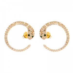 Ins European und amerikanische grenzüberschreitendeneue Produktohrringe übertriebene Persönlichkeit schlangenförmige Ohrringe micro-Inline Zirkon Hip-Hop C-förmige Schlangenohrringe
