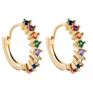 Ohrringe europäische und amerikanische grenzüberschreitende Quellen integrierter bunte Zirkon geometrische Runde Ohrringe Hip Hop Kupfer vergoldeter Schmuck
