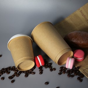 500 ml PE/PLA Futter Doppelwandpapierbecher 16 oz-kraft