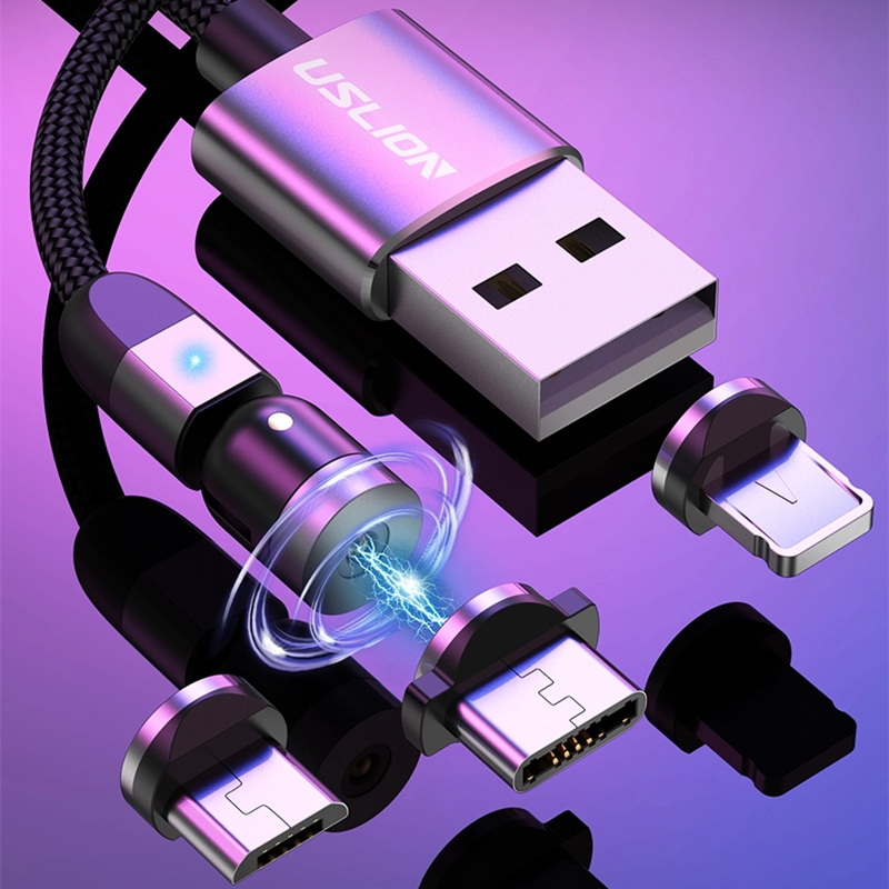 2. Gen 540 Rotation Micro USB Typ C Magnetische Ladekabel Nylon Geflochtene Magnetische Fast Lade USB-Kabel