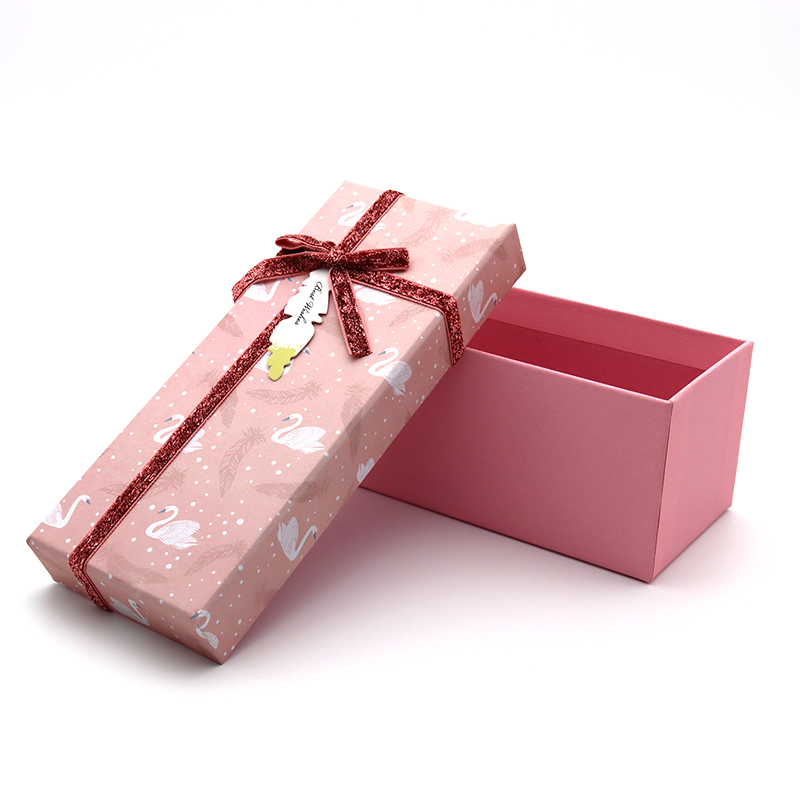 Benutzerdefinierte rosa schwarze starre Papierverpackung Schulterbox mit Bowknotband Brautjungfer Geschenkbox und Taschen