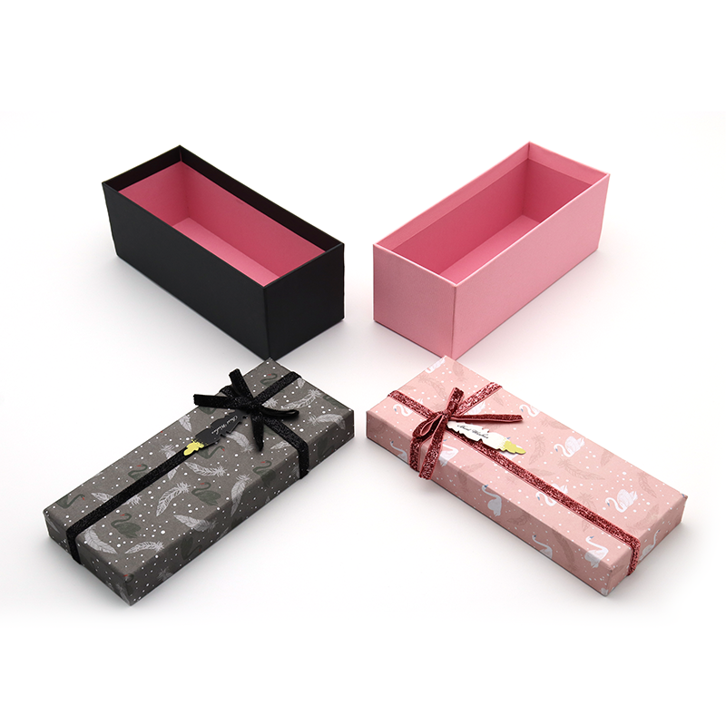 Benutzerdefinierte rosa schwarze starre Papierverpackung Schulterbox mit Bowknotband Brautjungfer Geschenkbox und Taschen
