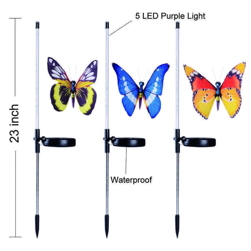 Multi-Farbwechsel-LED-Garten Solarlichter Faseroptik Schmetterling Dekorative Lichter Garten Solar-Stakellights