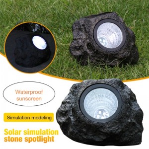 Outdoor LED Felsige Lampe 4 LED Solar Landschaft Stein Garten Rasenlicht