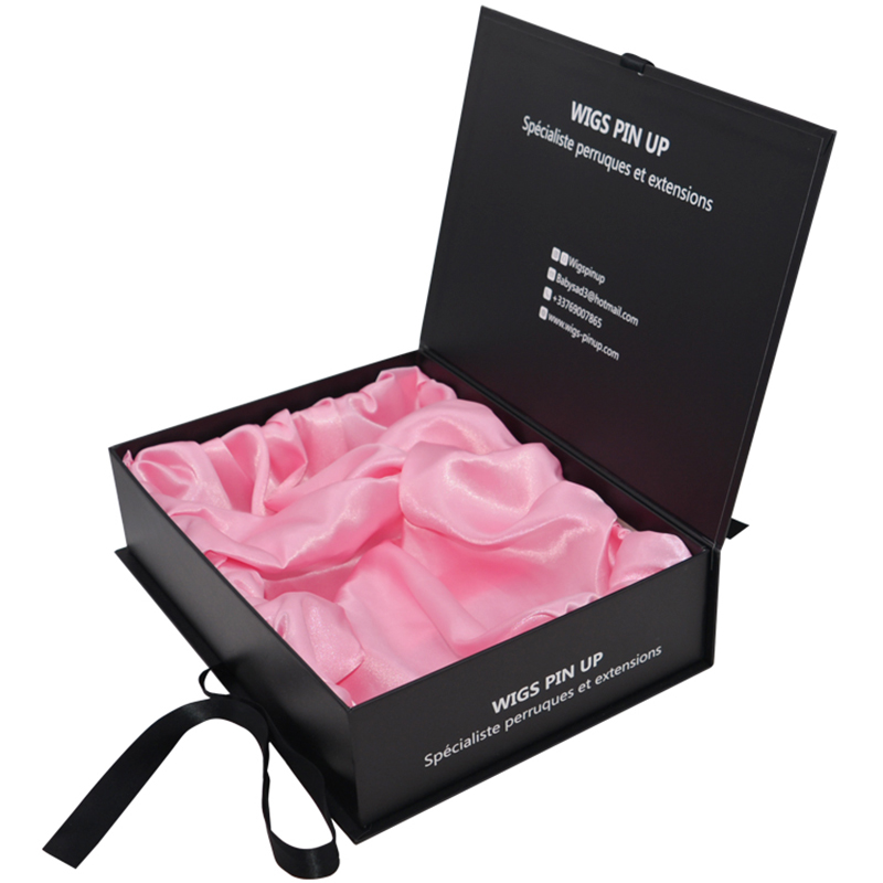 Haarbündel Verpackung Box Verlängerungsbeutel mit Satin Human Weave Haargeschenk Aufbewahrungsbox mit Bandverschluss für Perücke Zubehör