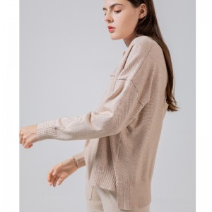 Modischer Trend Einfache Freizeit Joker Basic Revers Strick Single Jacke 68057#