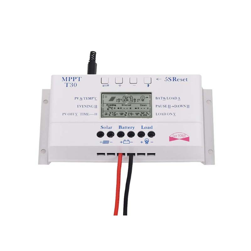MPPT T30 30A Solarladungsregler 5V USB-Ladegerät 12V 24V Auto Solar Panel Batterie LCD Display Ladegerät