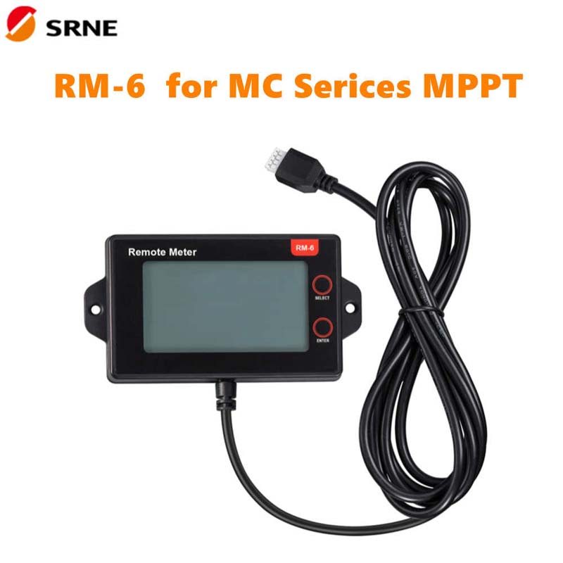 SRNE RM-6 Remote-Meter-LCD-Anzeige für MC24-Serie MPPT 20A 30A 40A 50A Solarladet Controller