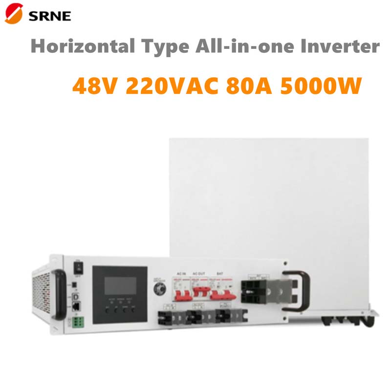 SRNE 5000W All-in-One MPPT Hybrid Solarladung Wechselrichter Horizontal 48V 220VAC Reine Sinuswelle 80A MAX PV 145V Off-Grid-Inverter