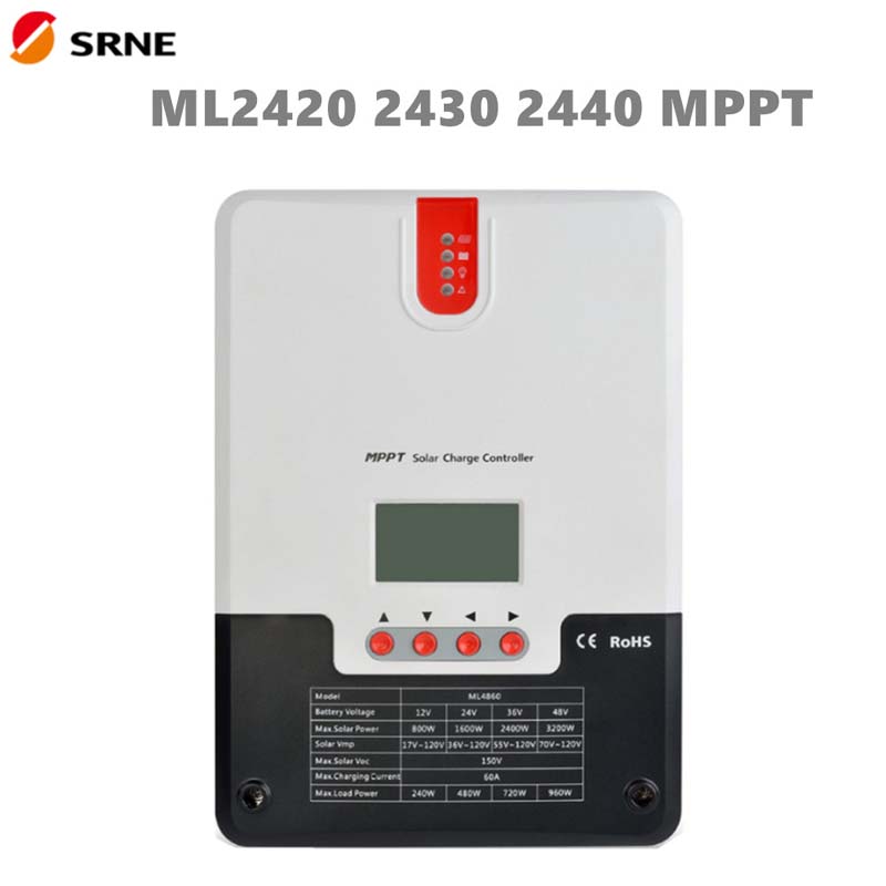 SRNE MPPT Solarladung Controller 20A 30A 40A 12V24V LCD MAX100V SOALR Panelregler für Off-Gitter-Blei-Säure-Gel-Li-Ion-Batterie