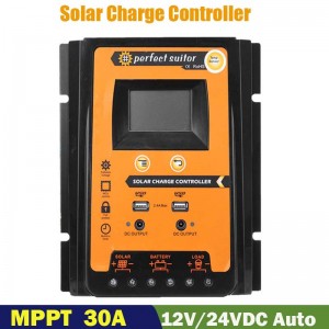 PWM 30A 12V 24VDC Solarladung Batterieregler Controller Solarpanel mit doppeltem USB-Ausgang LCD-Display